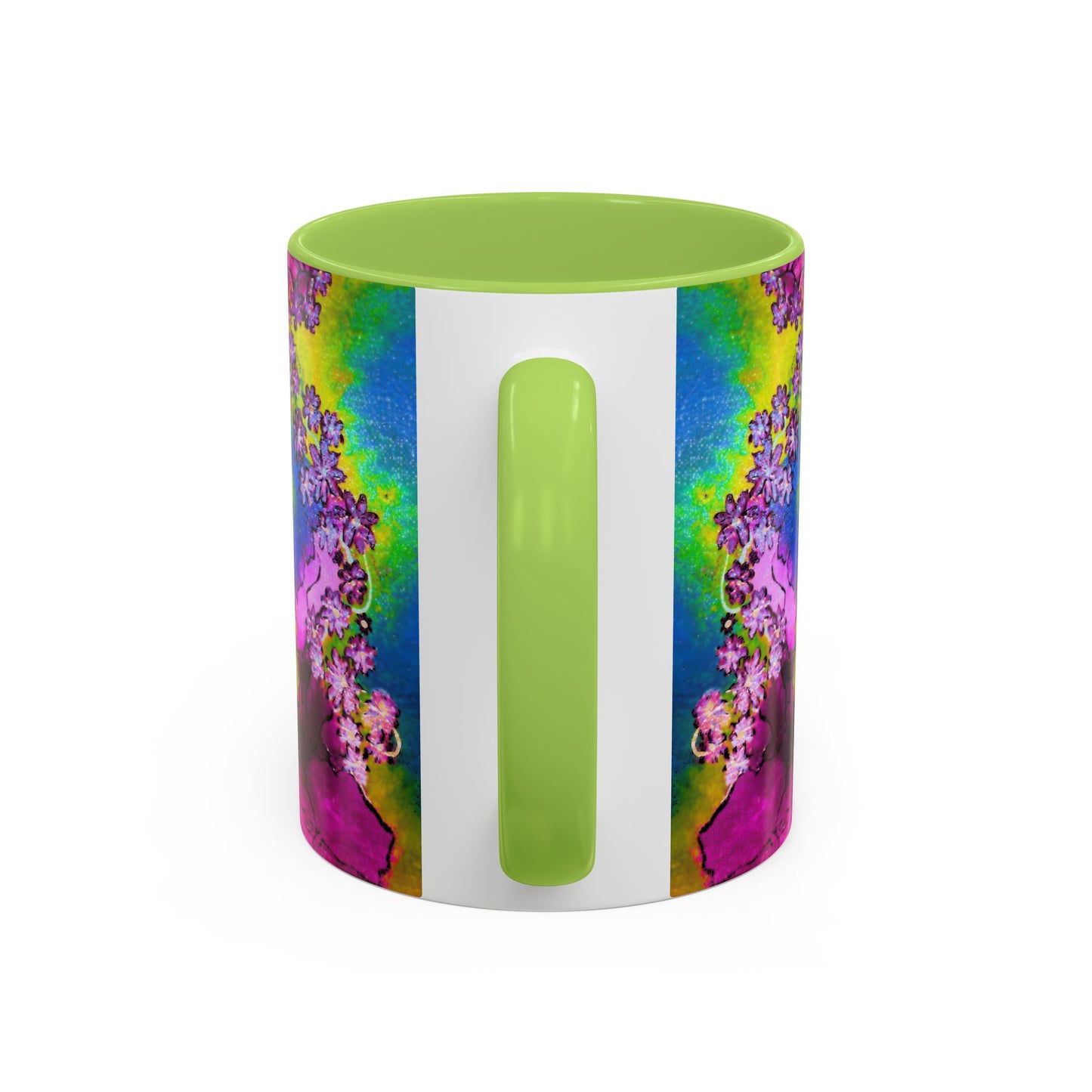 Vibrant Abstract Inkblot Accent Coffee Mug – Psychedelic Floral Color Splash (11/15oz)