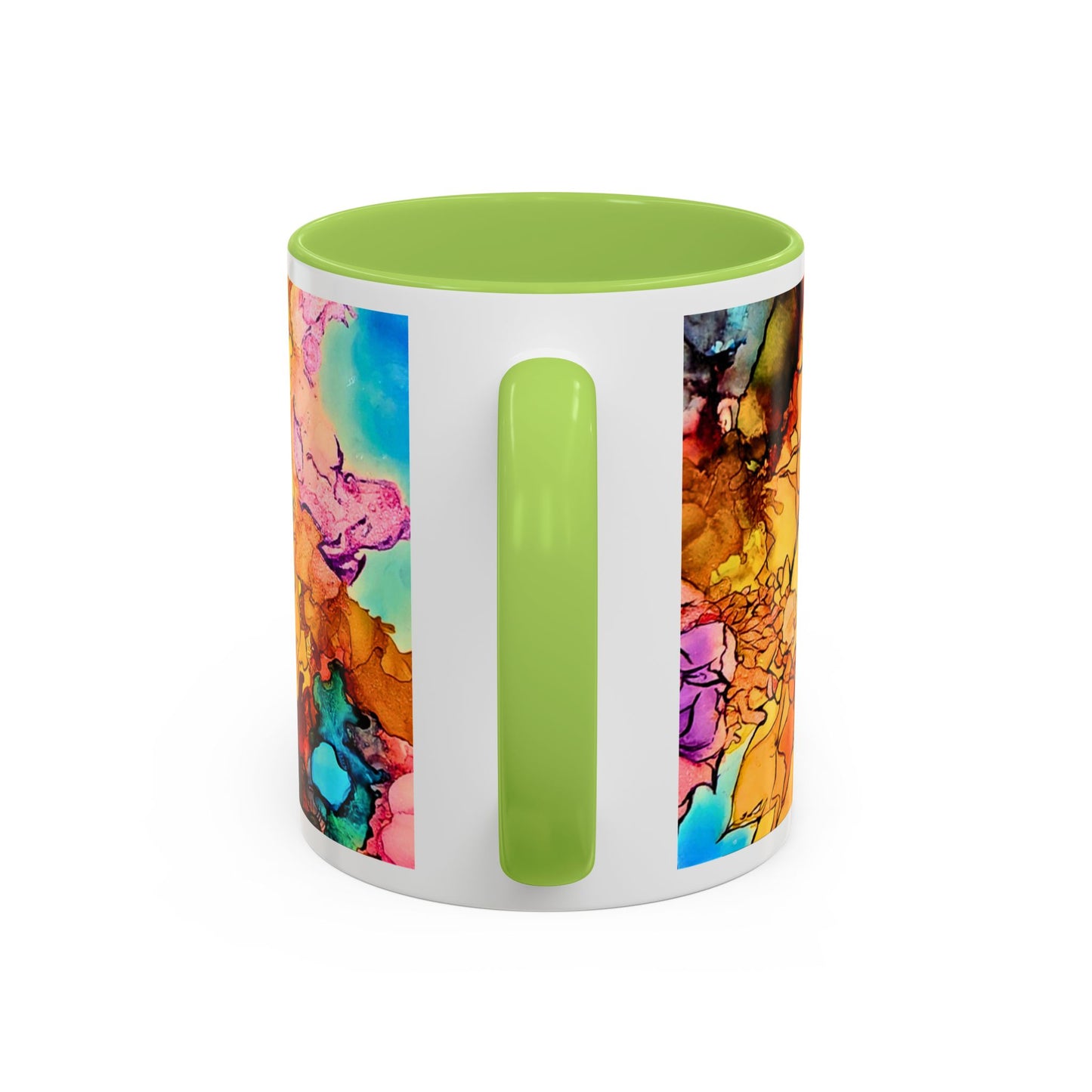 Yellow Floral Accent Coffee Mug – Bright Watercolor Peony Design (11/15oz)