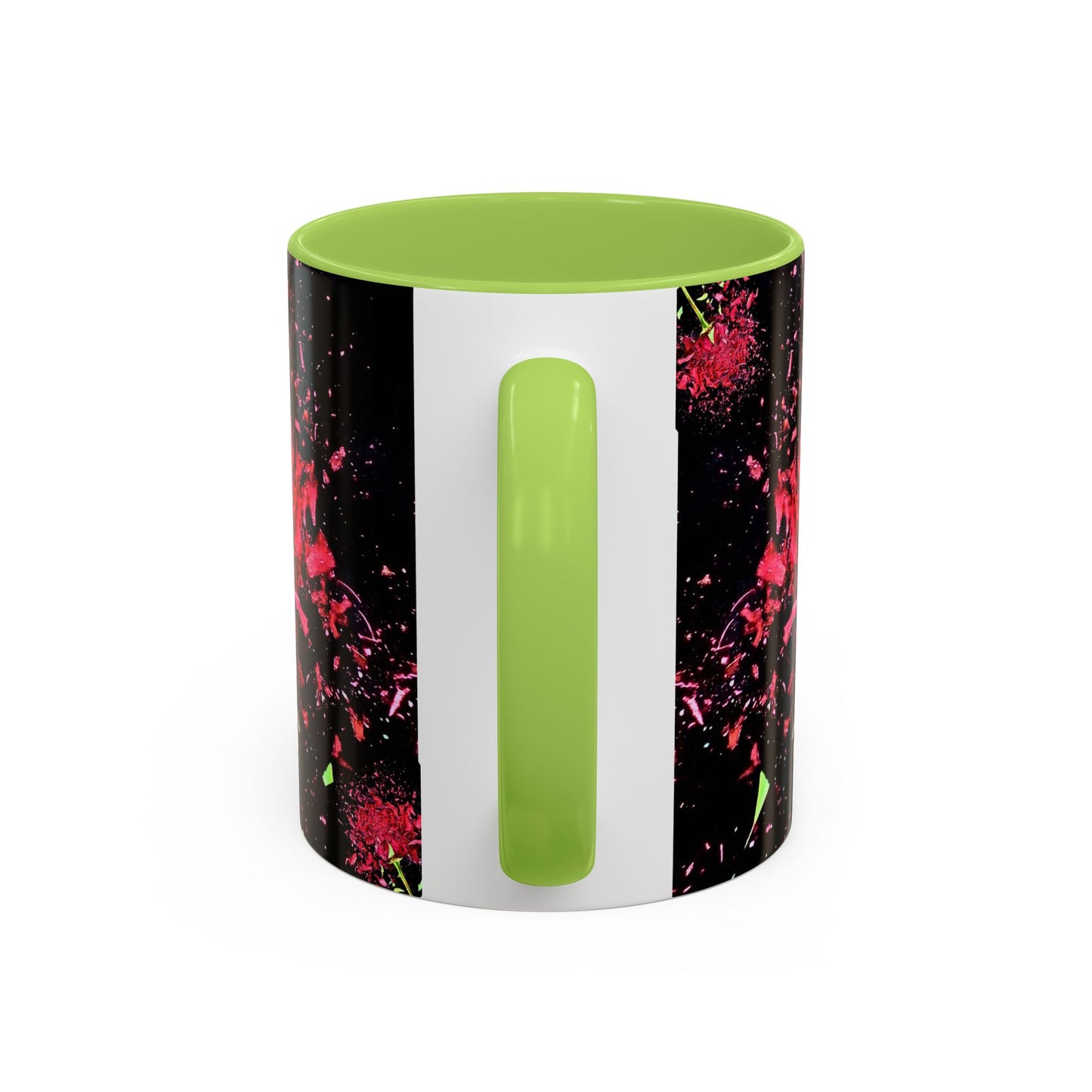 Black Floral Splash Coffee Mug — Red Rose Explosion Accent Mug (11/15oz)