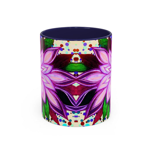 Floral Lotus Accent Coffee Mug — Purple Mandala 11/15oz