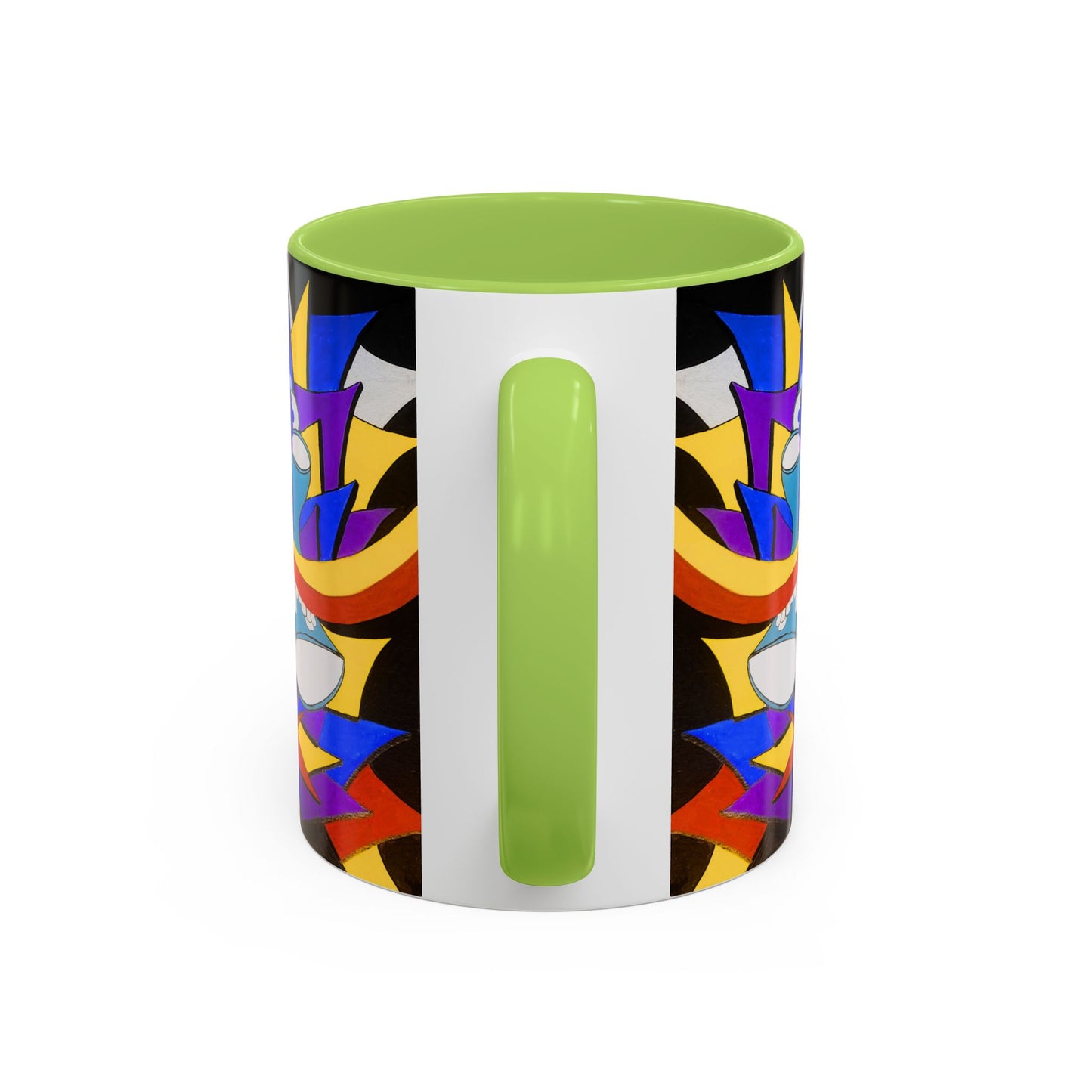 Abstract Colorful Face Accent Coffee Mug — Bold Pop Art Ceramic Gift
