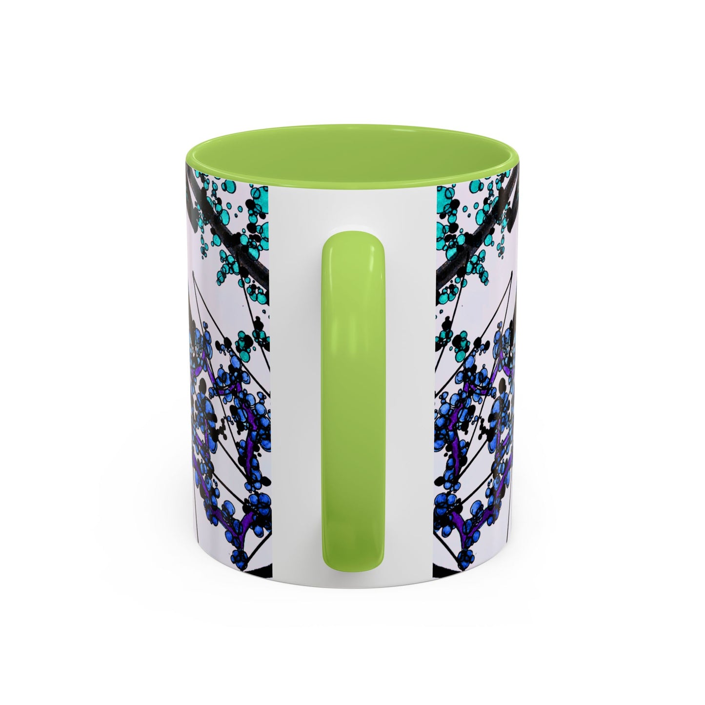 Blue Botanical Accent Coffee Mug — Teal Floral Abstract 11/15oz