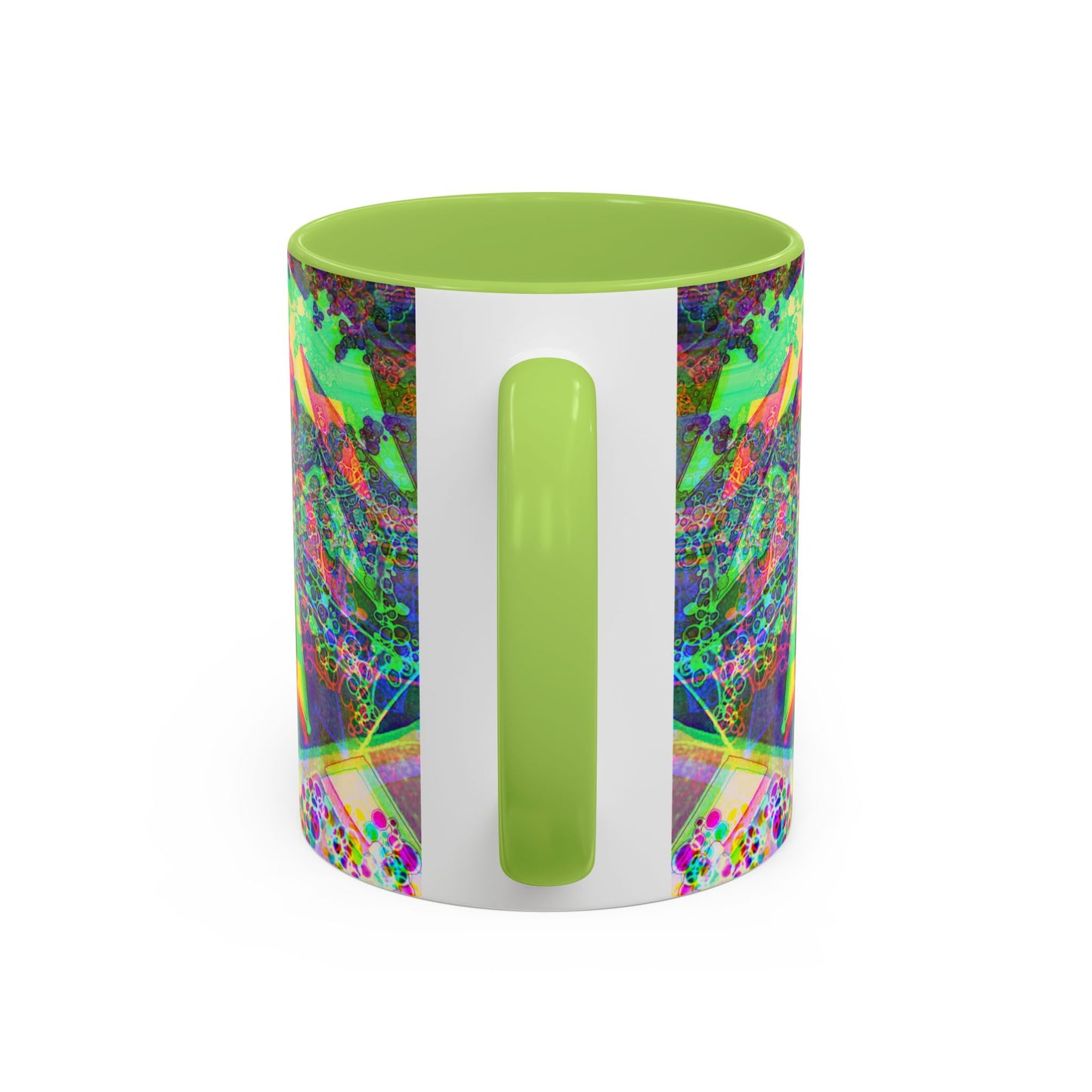 Psychedelic Geometric Accent Coffee Mug — Vibrant Neon Art Design (11/15oz)