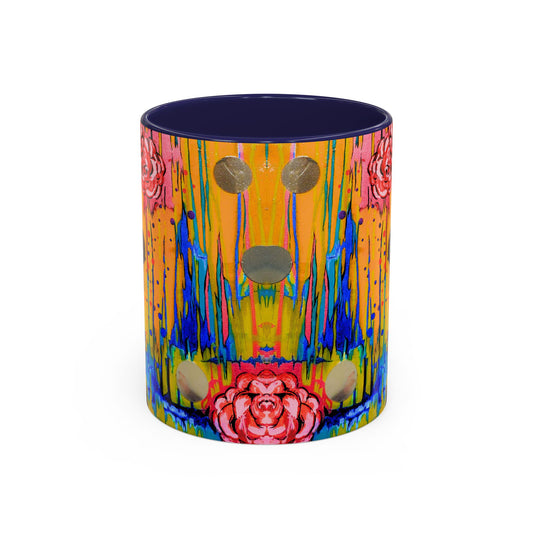 Vibrant Drip Floral Accent Coffee Mug — Colorful Abstract Roses (11/15 oz)
