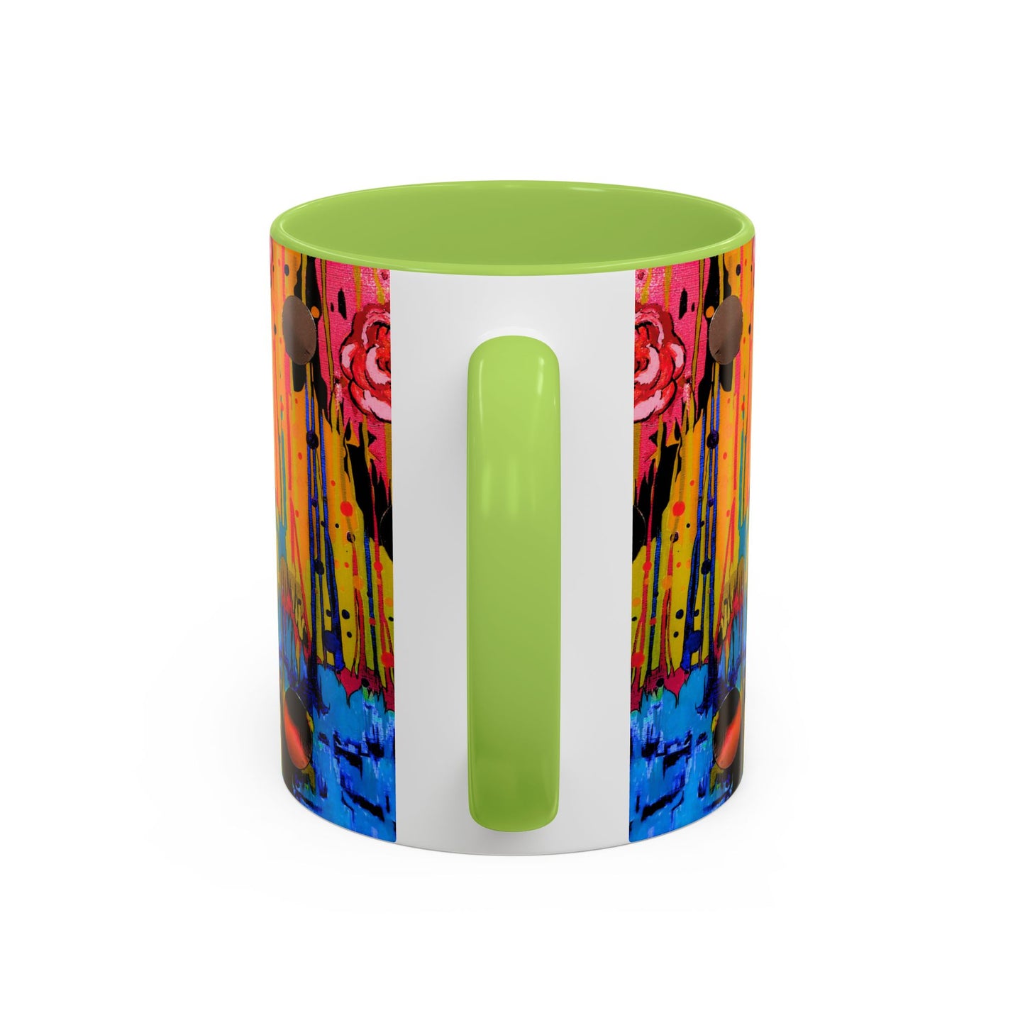 Vibrant Drip Floral Accent Coffee Mug — Colorful Abstract Roses (11/15 oz)