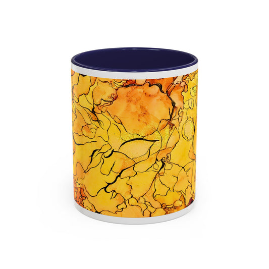 Yellow Floral Accent Coffee Mug – Bright Watercolor Peony Design (11/15oz)