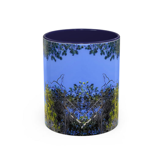 Scenic Pine Tree Sky Accent Coffee Mug – Nature Photography 11/15oz