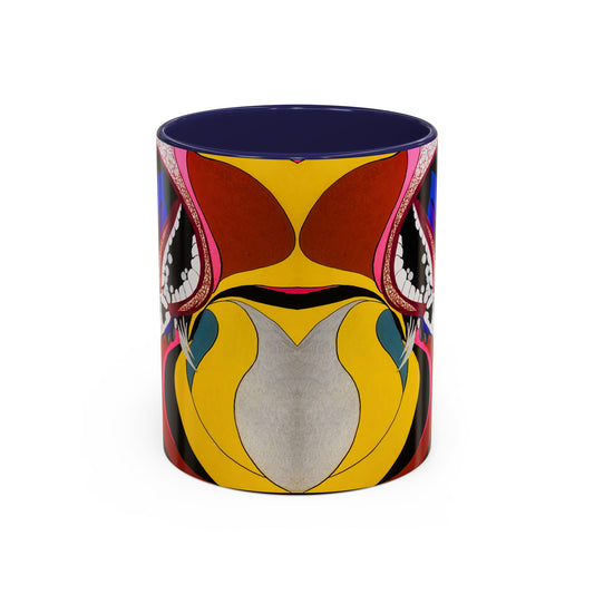Abstract Colorful Face Accent Coffee Mug — Bold Pop Art Ceramic Gift