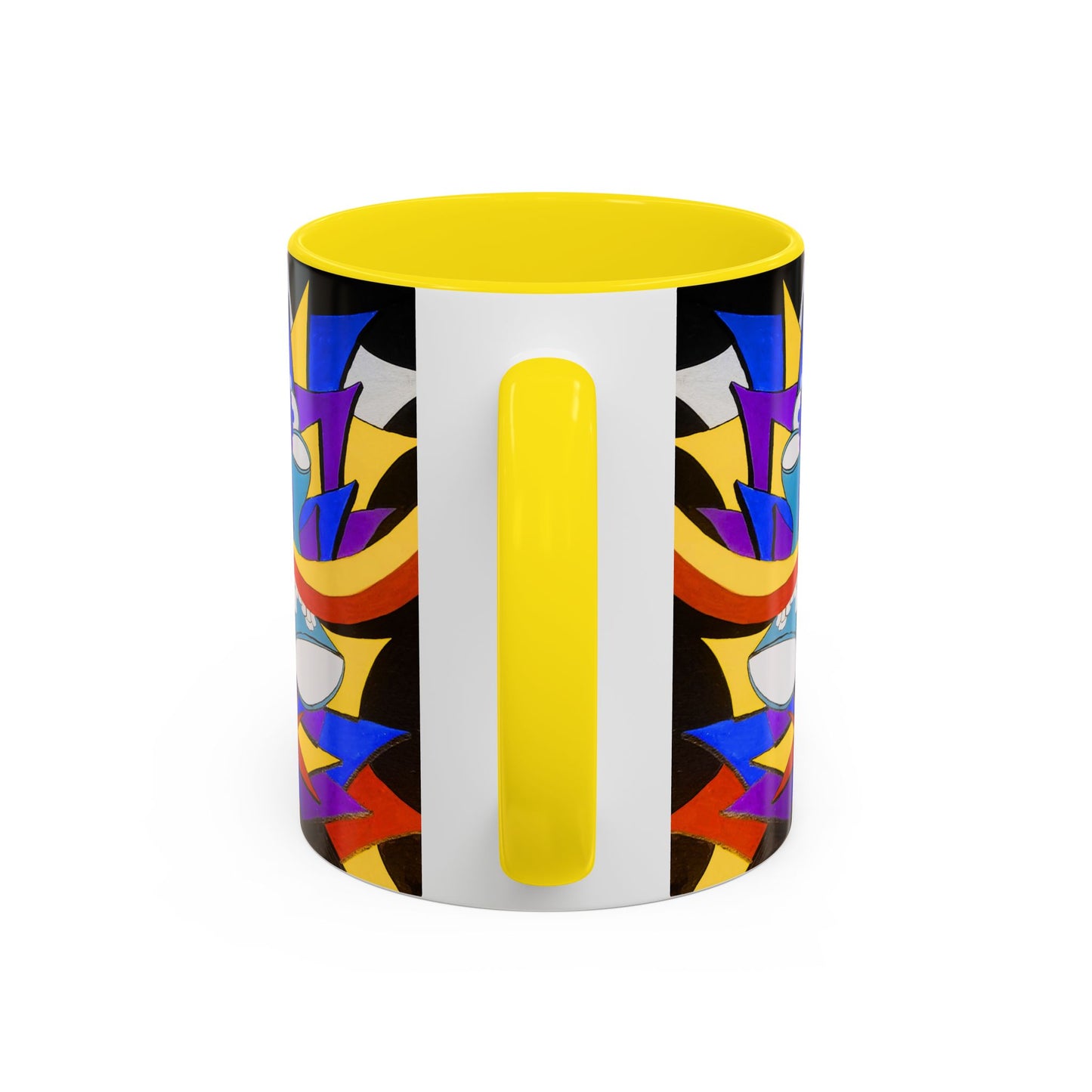 Abstract Colorful Face Accent Coffee Mug — Bold Pop Art Ceramic Gift