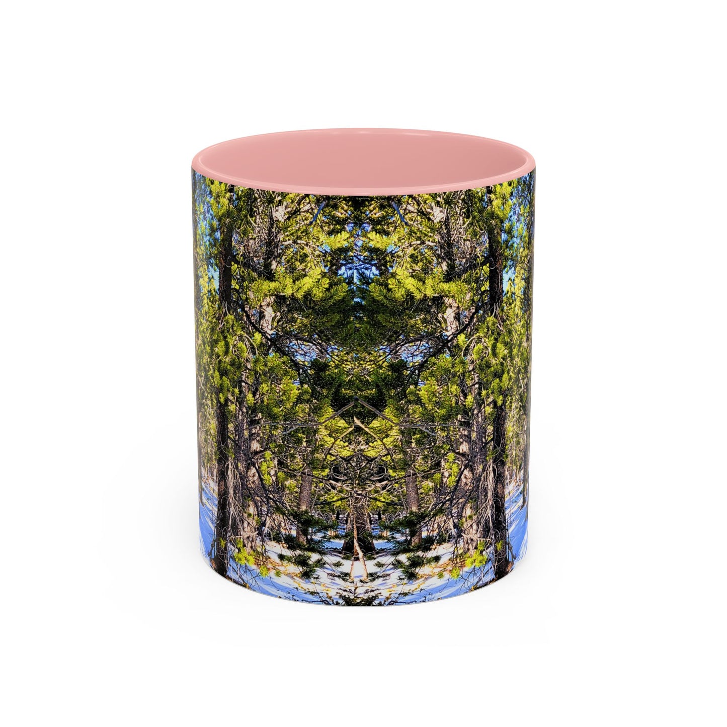 Pine Forest Snow Accent Coffee Mug – Scenic Nature Photography 11/15oz