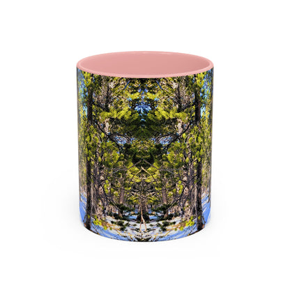 Pine Forest Snow Accent Coffee Mug – Scenic Nature Photography 11/15oz