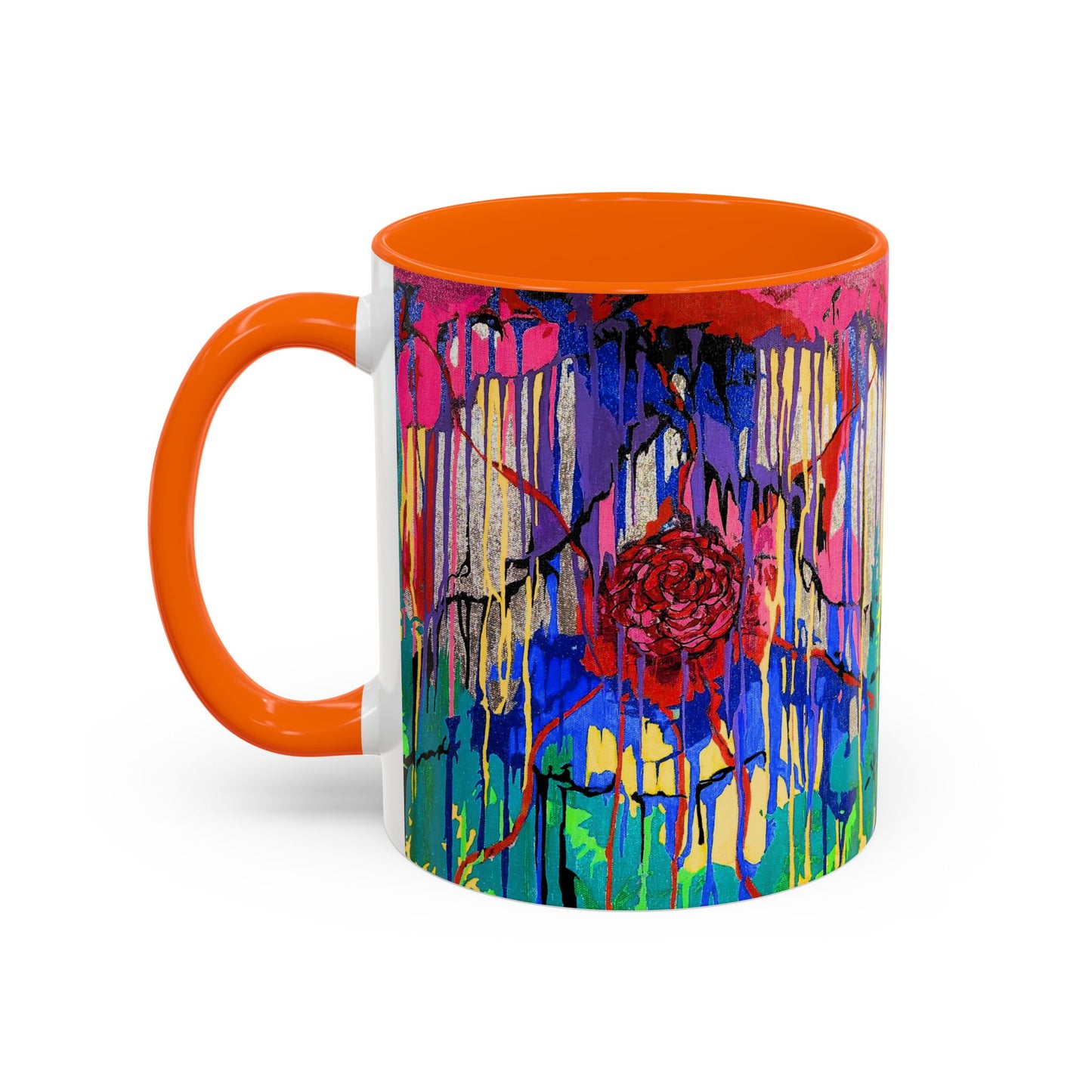 Colorful Drip Art Coffee Mug – Vibrant Abstract Floral Accent (11/15oz)