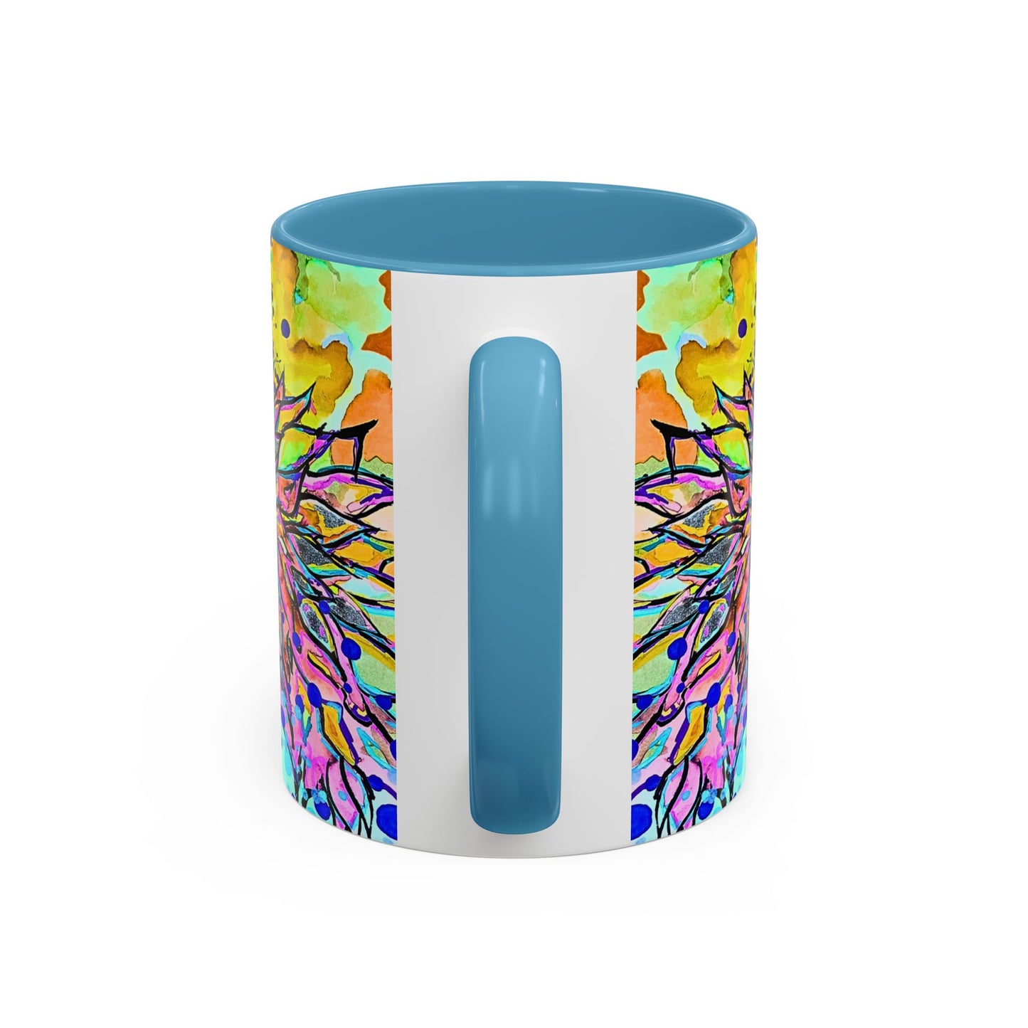 Artistic Floral Coffee Mug — Colorful Watercolor Mandala Accent Mug (11/15oz)