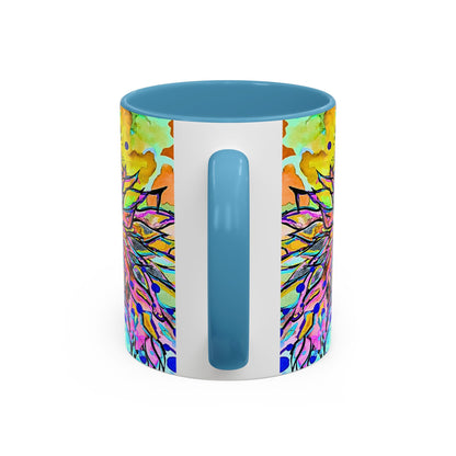 Artistic Floral Coffee Mug — Colorful Watercolor Mandala Accent Mug (11/15oz)
