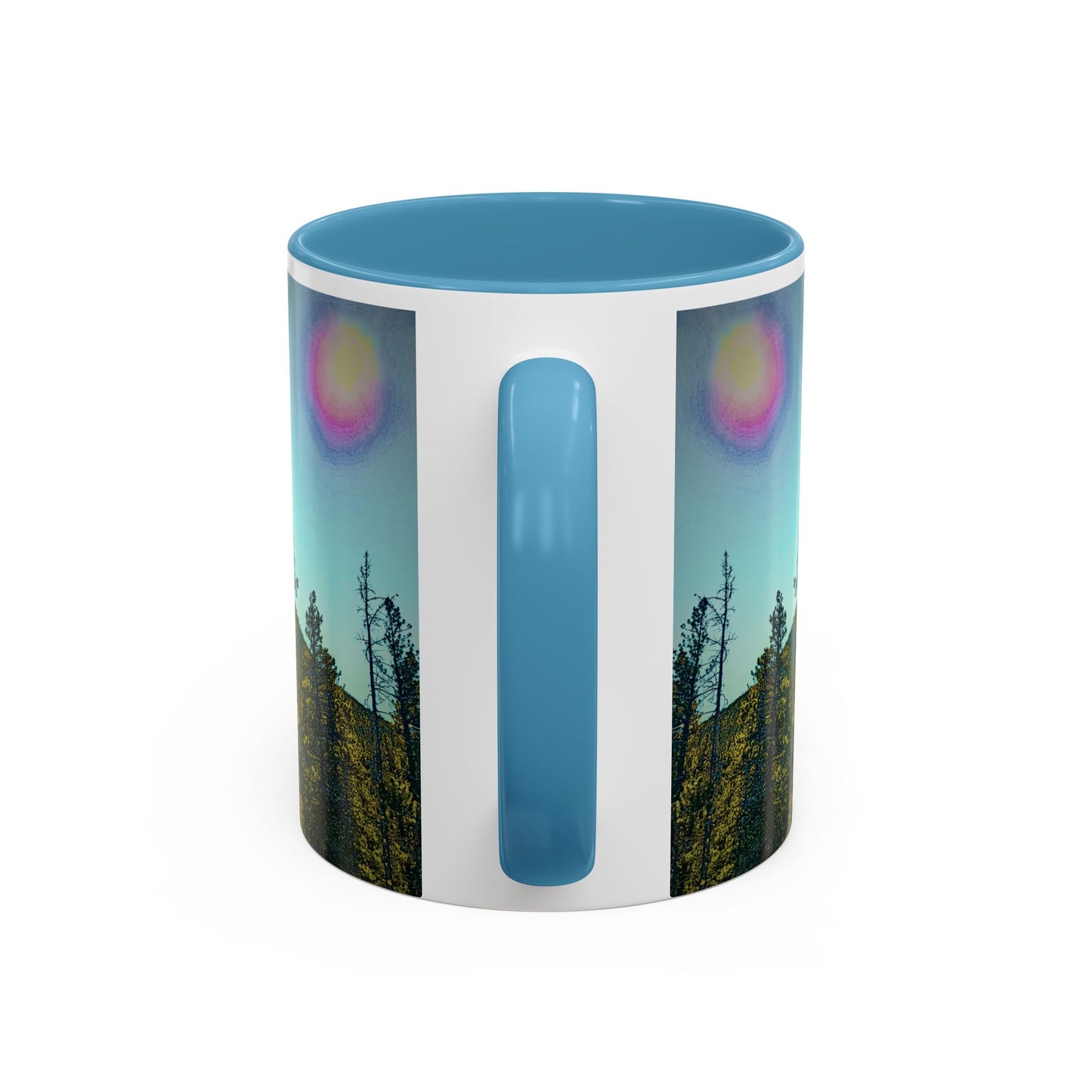 Scenic Pine Forest Accent Coffee Mug — Sunrise Landscape 11/15oz