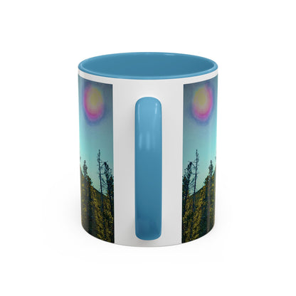 Scenic Pine Forest Accent Coffee Mug — Sunrise Landscape 11/15oz