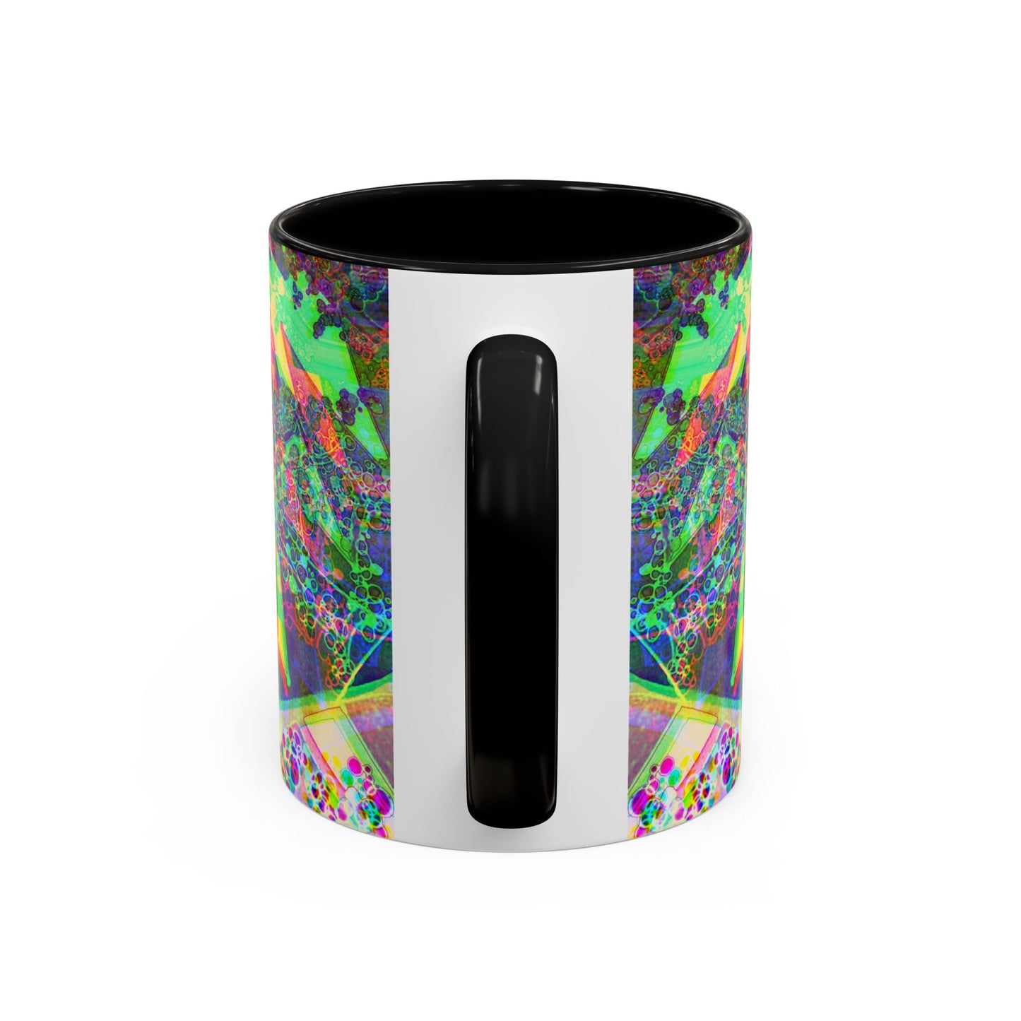 Psychedelic Geometric Accent Coffee Mug — Vibrant Neon Art Design (11/15oz)