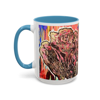 Abstract Floral Accent Coffee Mug — Vibrant Rose Art Ceramic Mug (11/15 oz)