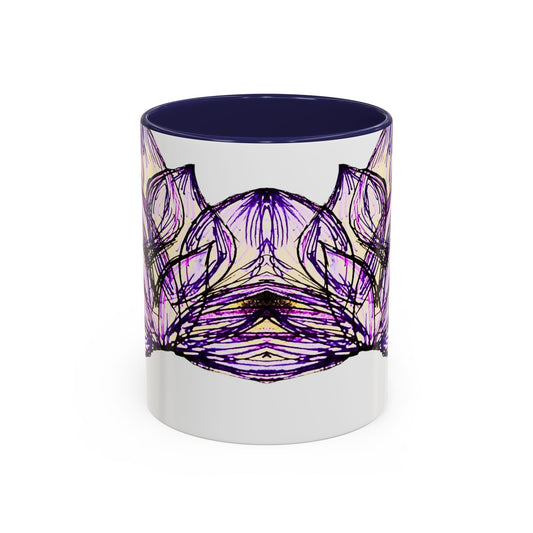 Floral Lotus Accent Coffee Mug — Purple Hand-Drawn Blossom (11/15oz)