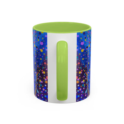 Abstract Galaxy Accent Coffee Mug — Blue Dot Constellation Design (11/15oz)
