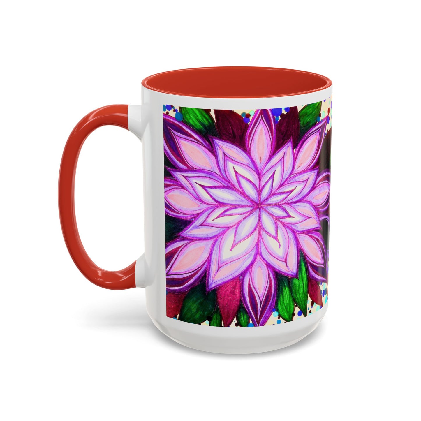 Floral Lotus Accent Coffee Mug — Purple Mandala 11/15oz