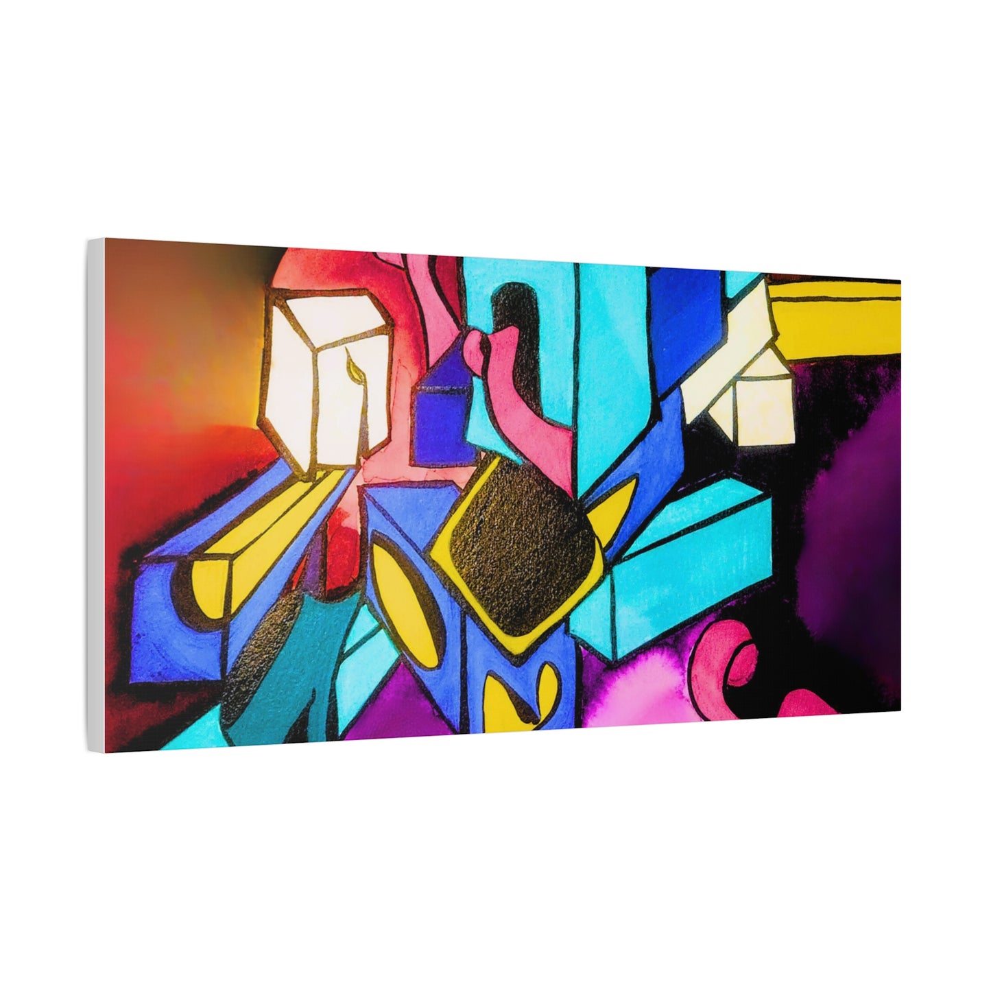 Abstract Neon Geometric Canvas Print