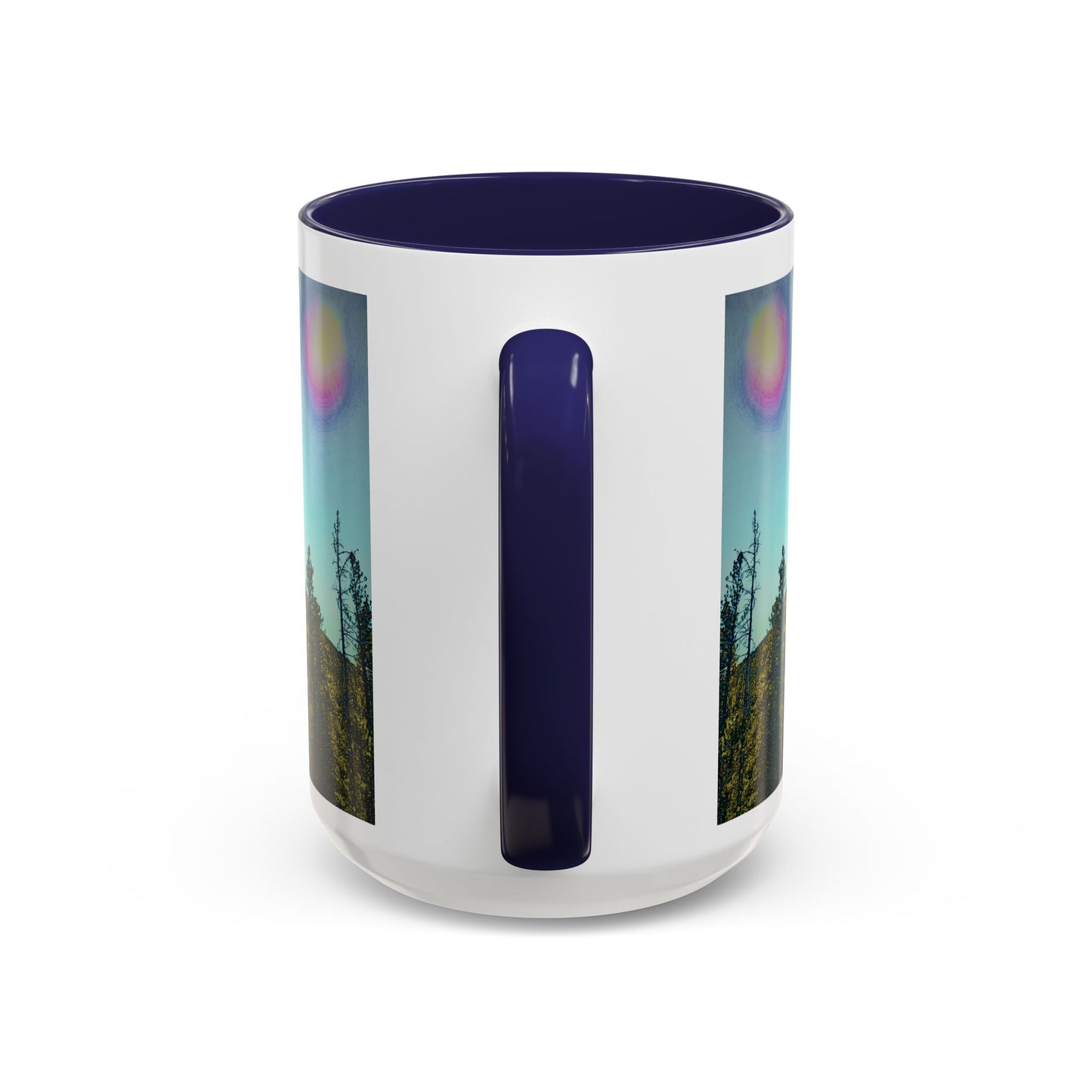Scenic Pine Forest Accent Coffee Mug — Sunrise Landscape 11/15oz