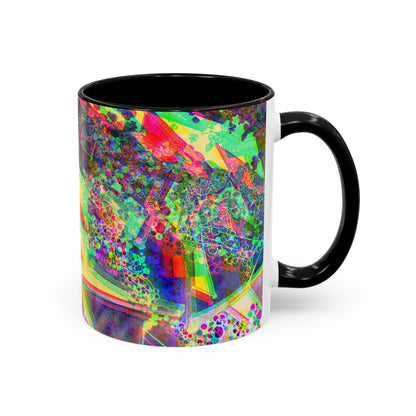 Psychedelic Geometric Accent Coffee Mug — Vibrant Neon Art Design (11/15oz)