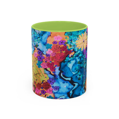 Vibrant Floral Watercolor Accent Coffee Mug
