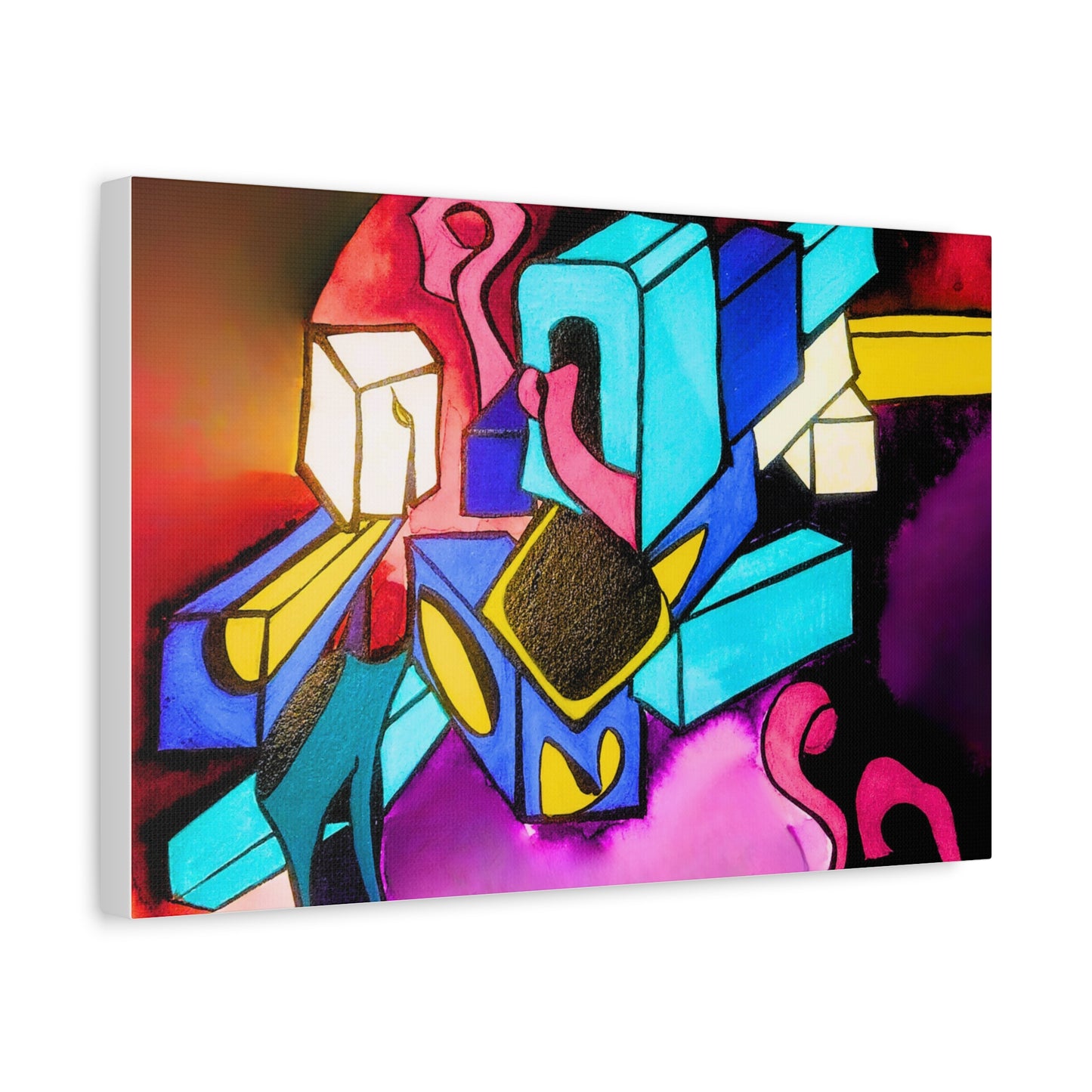 Abstract Neon Geometric Canvas Print