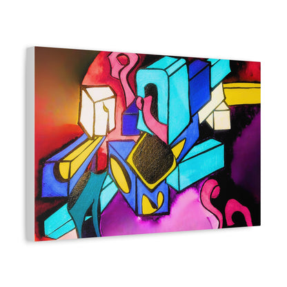 Abstract Neon Geometric Canvas Print