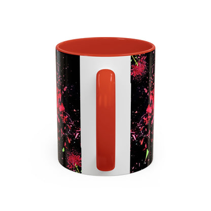 Black Floral Splash Coffee Mug — Red Rose Explosion Accent Mug (11/15oz)