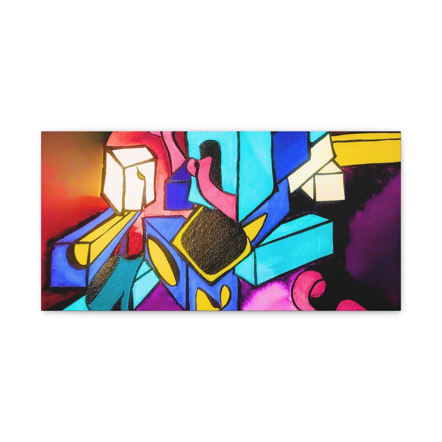 Abstract Neon Geometric Canvas Print