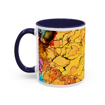 Yellow Floral Accent Coffee Mug – Bright Watercolor Peony Design (11/15oz)