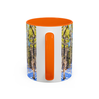 Pine Forest Snow Accent Coffee Mug – Scenic Nature Photography 11/15oz