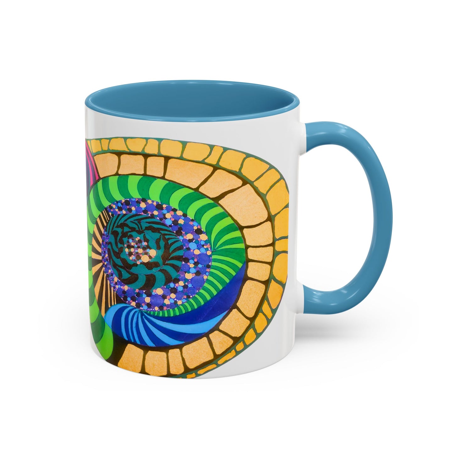 Psychedelic Spiral Accent Coffee Mug – Colorful Abstract Art 11/15oz