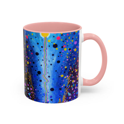 Abstract Galaxy Accent Coffee Mug — Blue Dot Constellation Design (11/15oz)