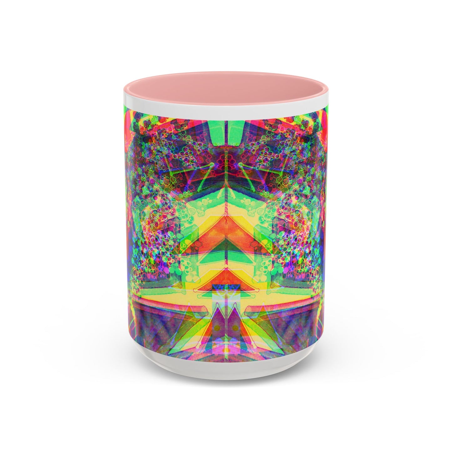 Psychedelic Geometric Accent Coffee Mug — Vibrant Neon Art Design (11/15oz)