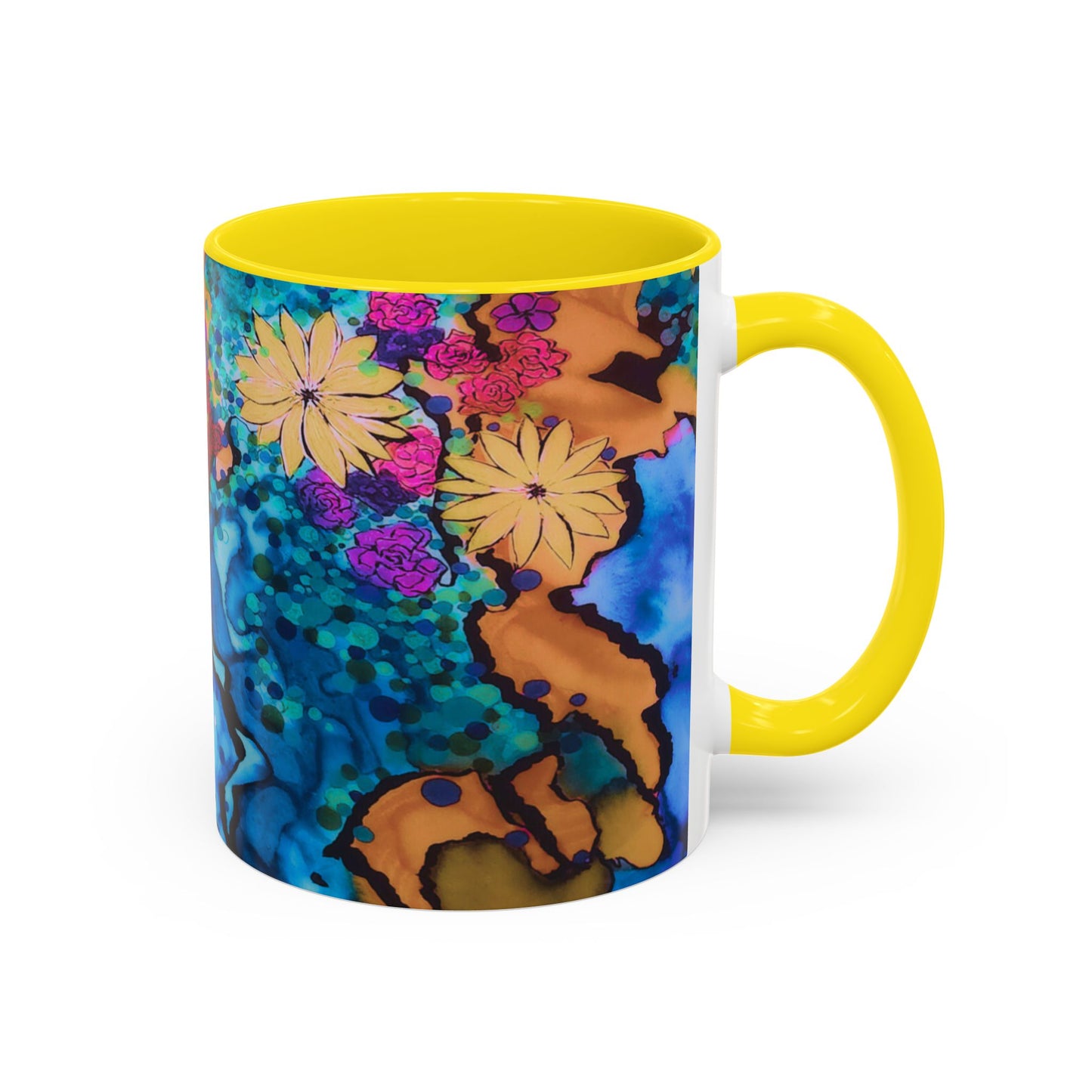 Vibrant Floral Watercolor Accent Coffee Mug