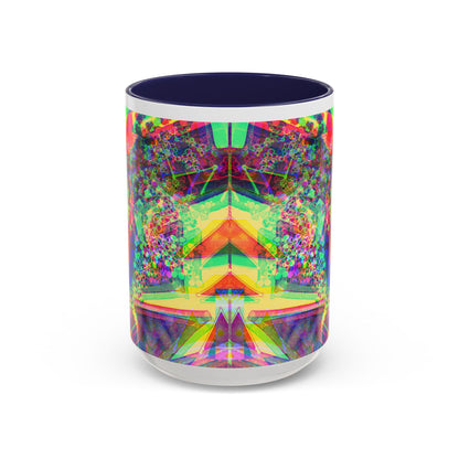 Psychedelic Geometric Accent Coffee Mug — Vibrant Neon Art Design (11/15oz)
