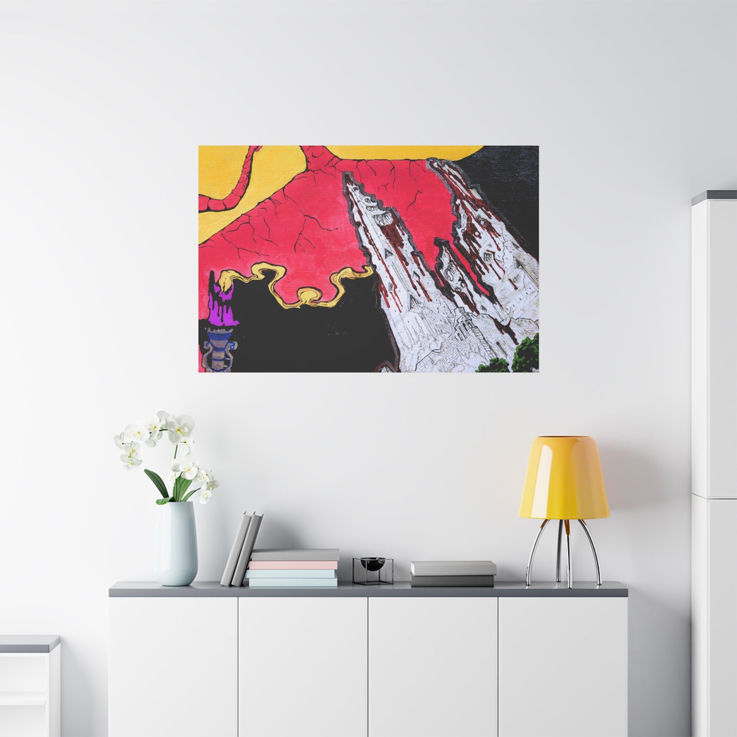 Surreal Mountain Flame Matte Canvas Wall Art