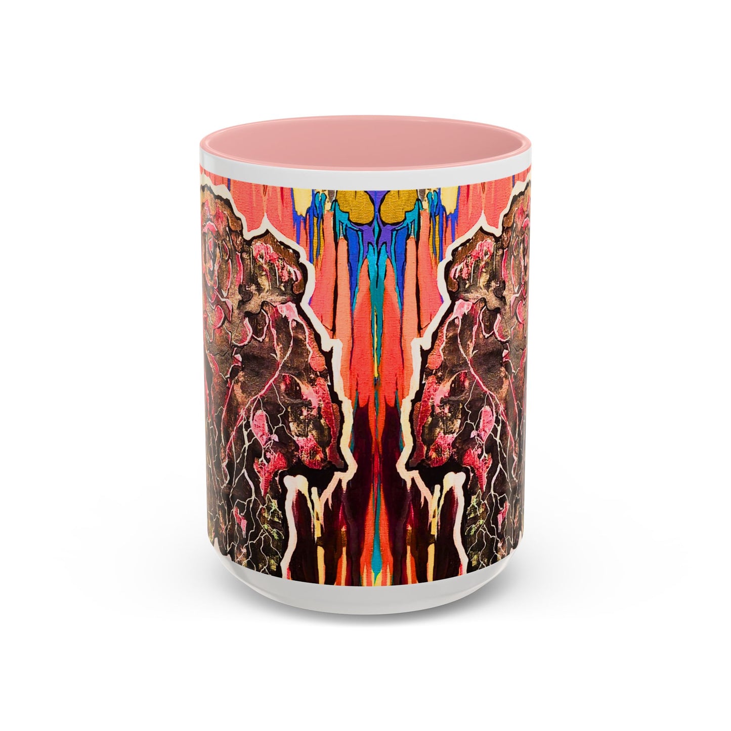 Abstract Floral Accent Coffee Mug — Vibrant Rose Art Ceramic Mug (11/15 oz)