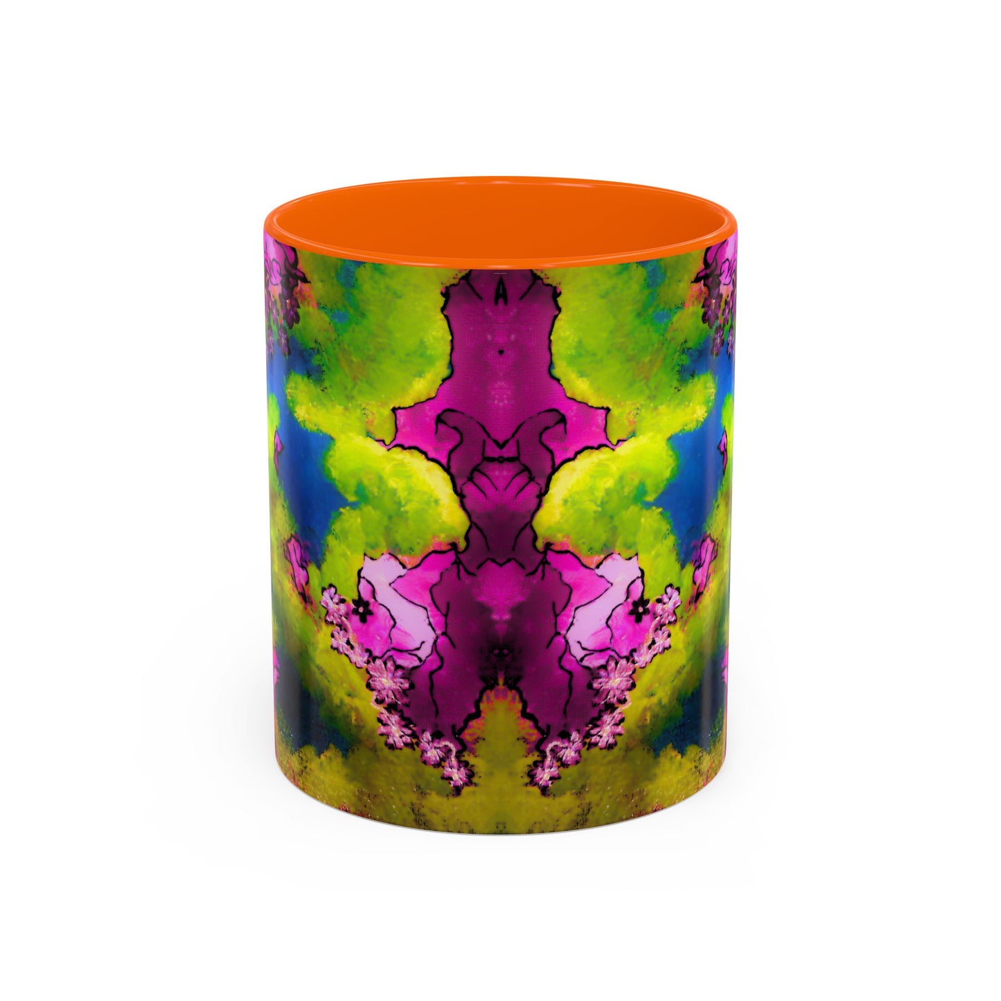 Vibrant Abstract Inkblot Accent Coffee Mug – Psychedelic Floral Color Splash (11/15oz)