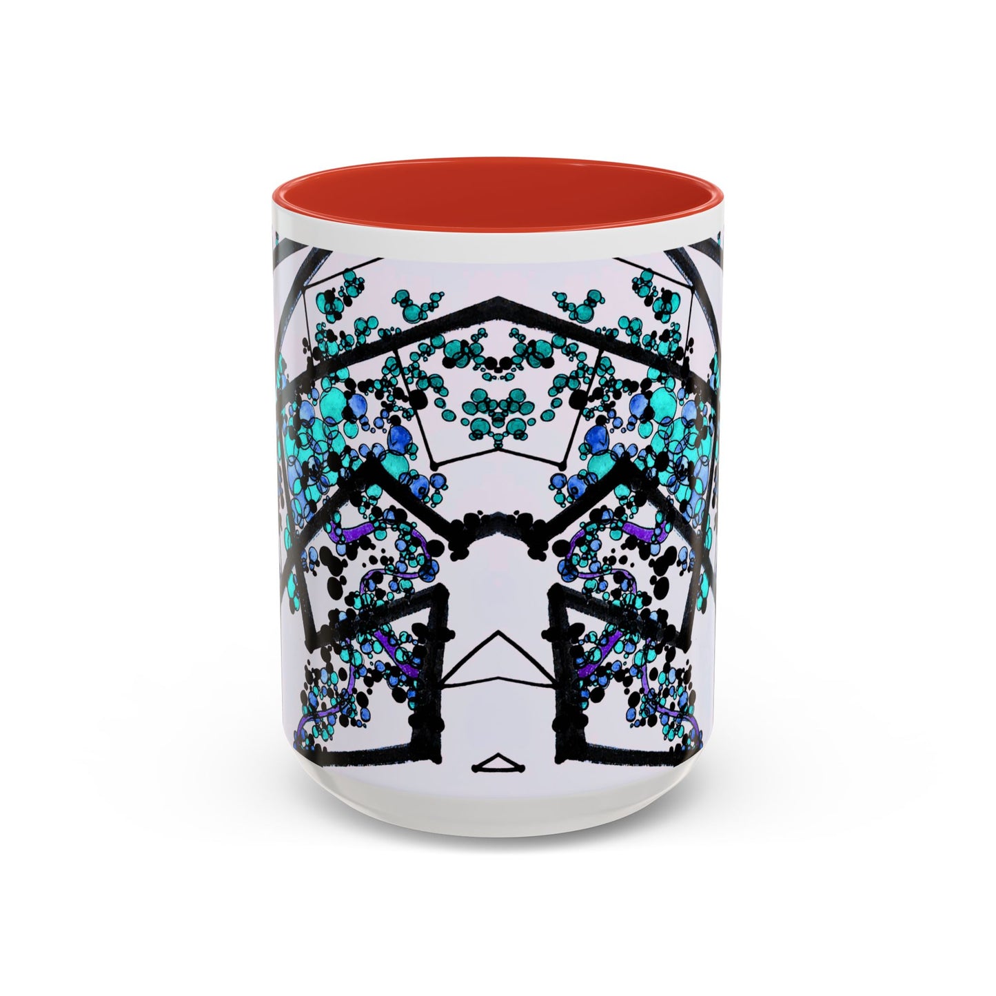Blue Botanical Accent Coffee Mug — Teal Floral Abstract 11/15oz