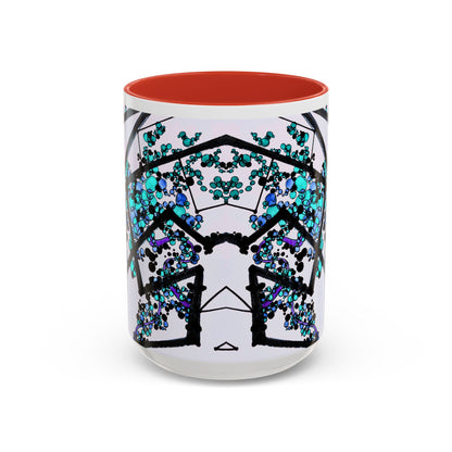 Blue Botanical Accent Coffee Mug — Teal Floral Abstract 11/15oz