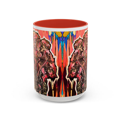 Abstract Floral Accent Coffee Mug — Vibrant Rose Art Ceramic Mug (11/15 oz)