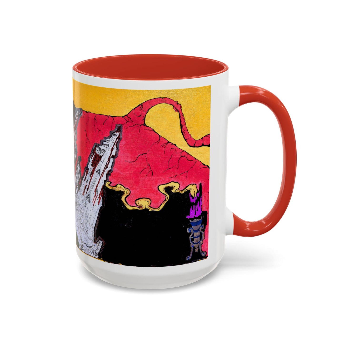 Abstract Mountain Dragon Coffee Mug — Colorful Accent Ceramic Mug (11/15oz)