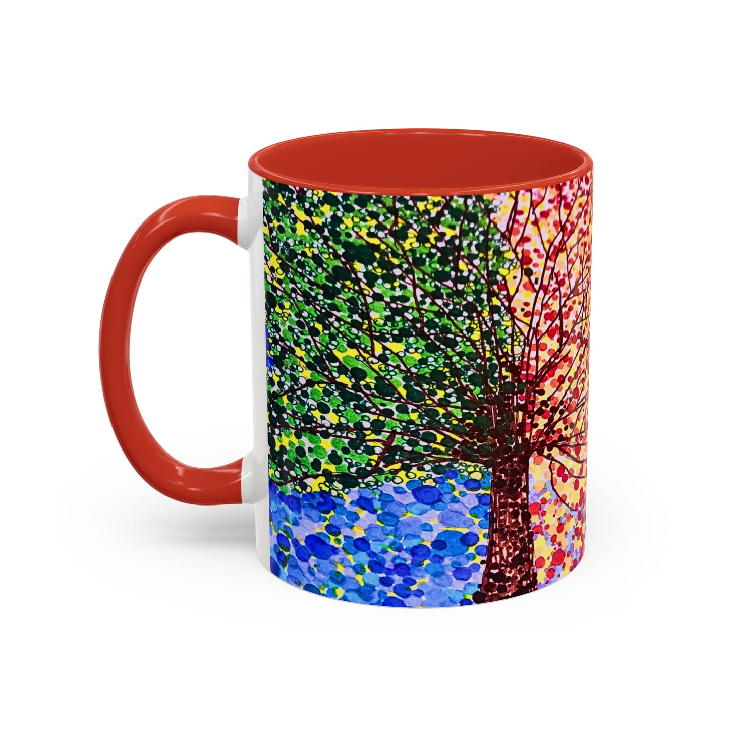 Accent Coffee Mug - Colorful Pointillist Tree Art Cup (11/15 oz)