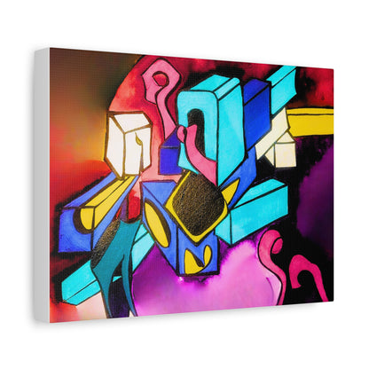Abstract Neon Geometric Canvas Print