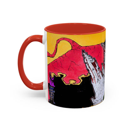 Abstract Mountain Dragon Coffee Mug — Colorful Accent Ceramic Mug (11/15oz)